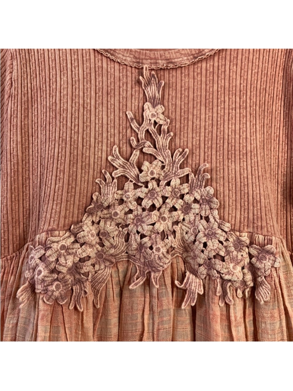 Oli & Hali Washed Cotton Crochet Meadow Boho Cottagecore Whimsy Dress Size L - Picture 9 of 9